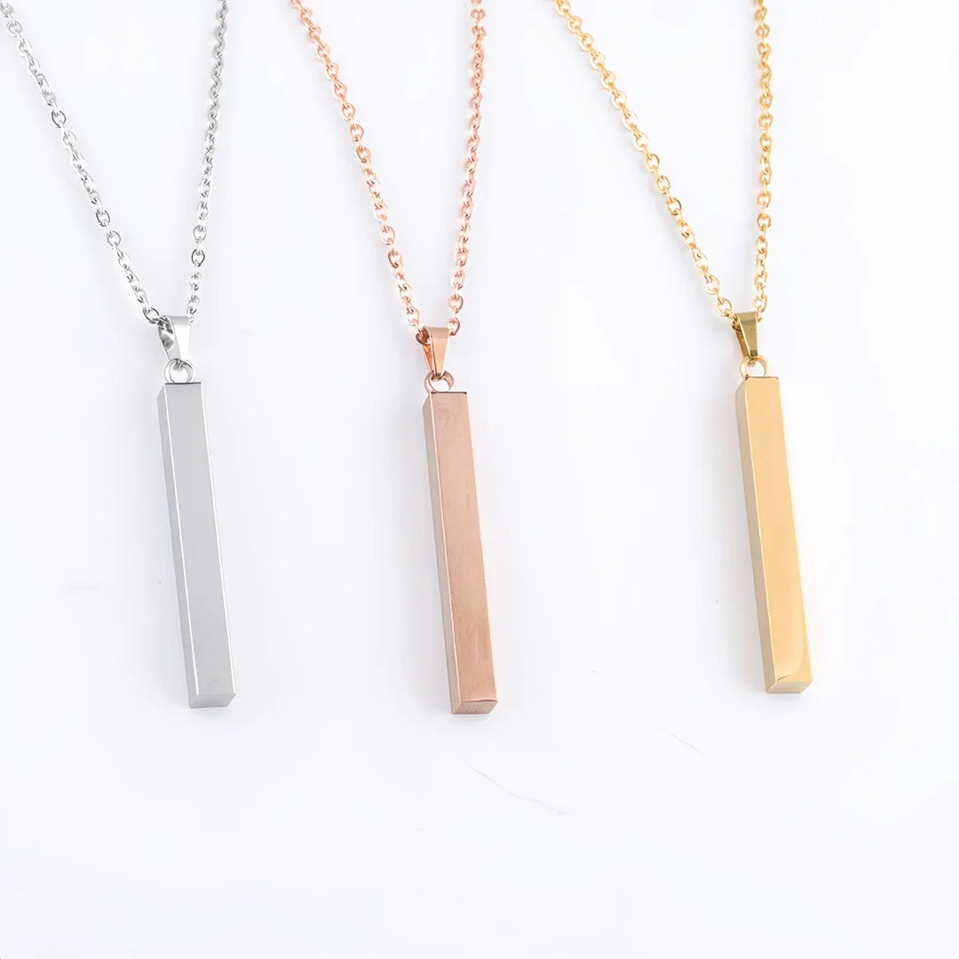 Set Men's Stainless Steel Metal square Pendant Chain Necklace