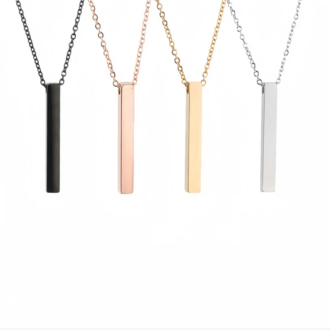 Set Men's Stainless Steel Metal square Pendant Chain Necklace